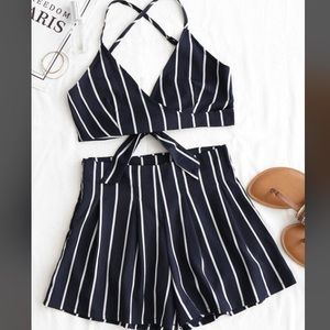 Black Striped Two Piece Set